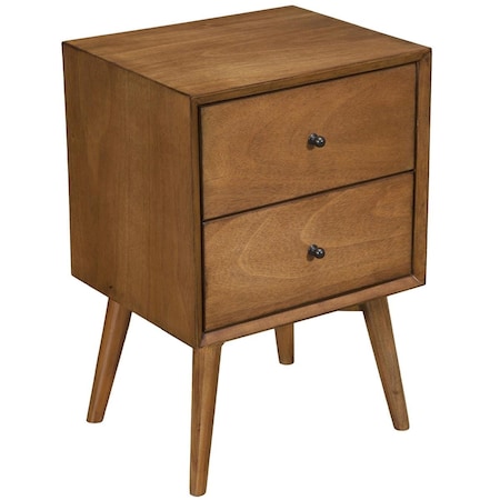 Gfancy Fixtures 26 x 18 x 15 in. Brown Century Modern Wood 2 Drawer Nightstand GF3097227